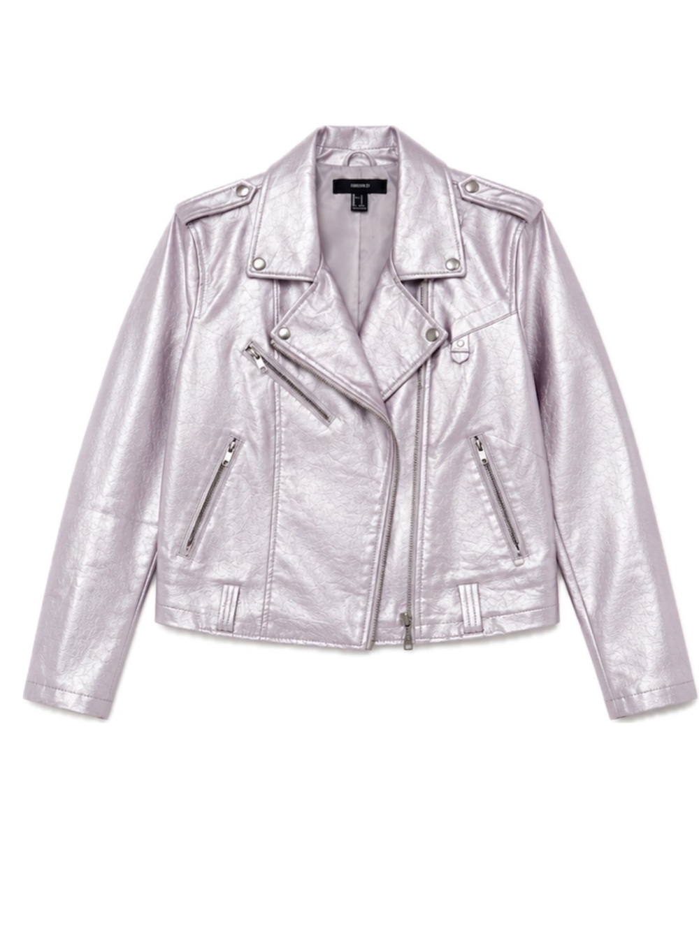 Forever 21 Shimmering Lilac Faux Leather Moto Jacket